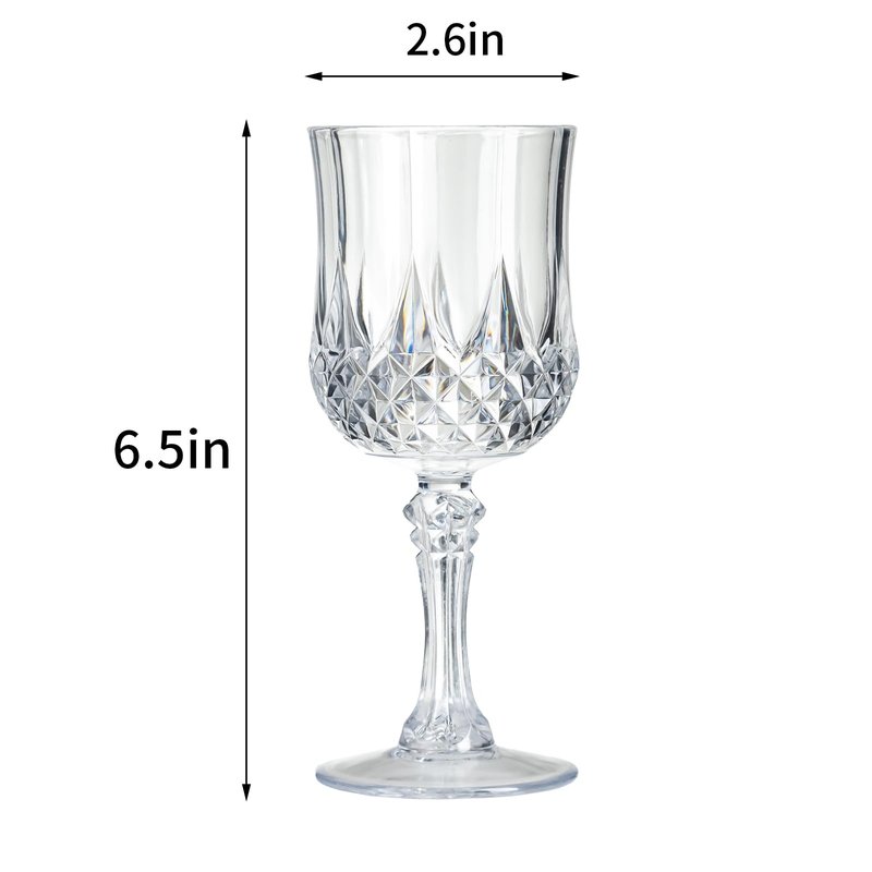 XKXKKE 12 Pcs Transparent Plastic Wine Glasses, Plastic Water Goblets for Parties, Stemmed Drinking Glasses for Wedding Reception, Grand Event Party Bar Supplies Reusable Drinking Cups
