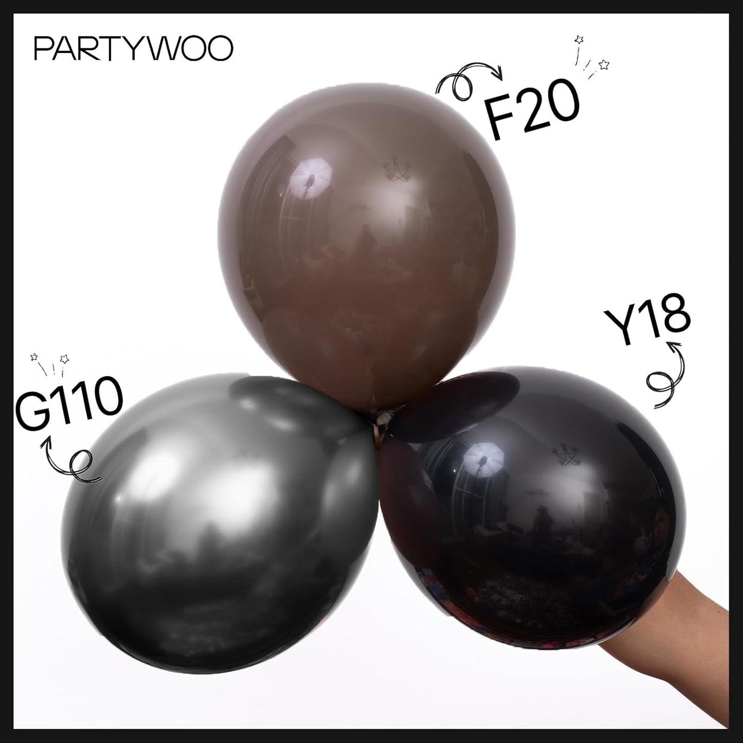 PartyWoo Black Balloons - 152-Piece Arch Kit with Various Sizes for Baby Showers, Birthdays & Anniversaries