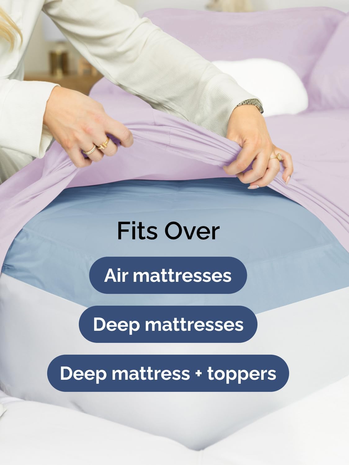 Skiennix Extra Deep Cal King Sheet Set - 6 Piece Breathable Cooling Bedding - Soft Wrinkle-Free Light Lavender