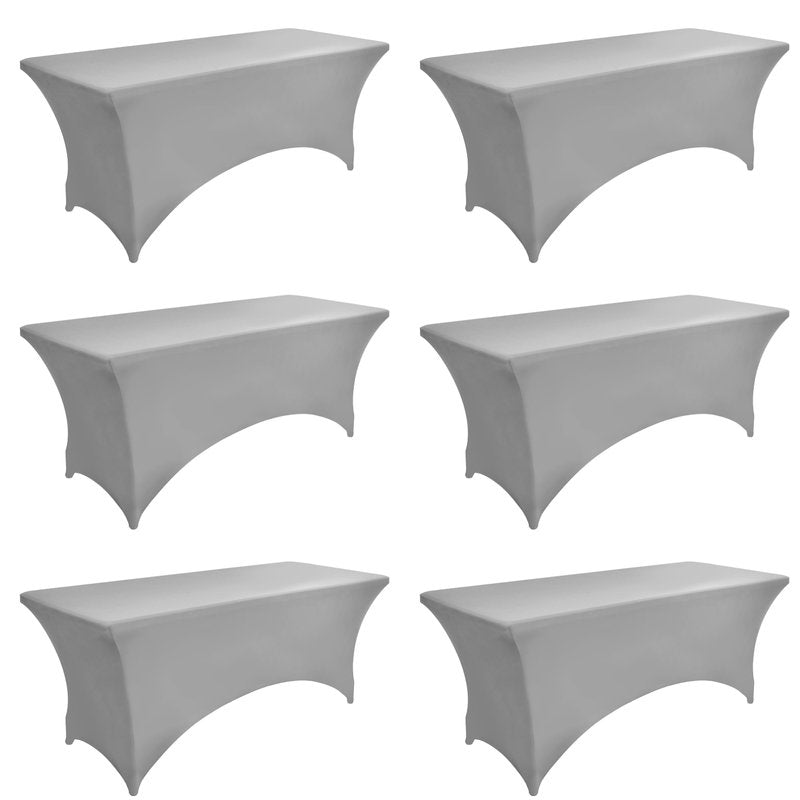 ZarzaaSik 113 6-Pack 6ft Spandex Table Covers for Rectangle Standard Folding Tables - Wrinkle Resistant Stretch Tablecloths - Ultimate Fitted Table Protector for Parties, Banquet, and Wedding