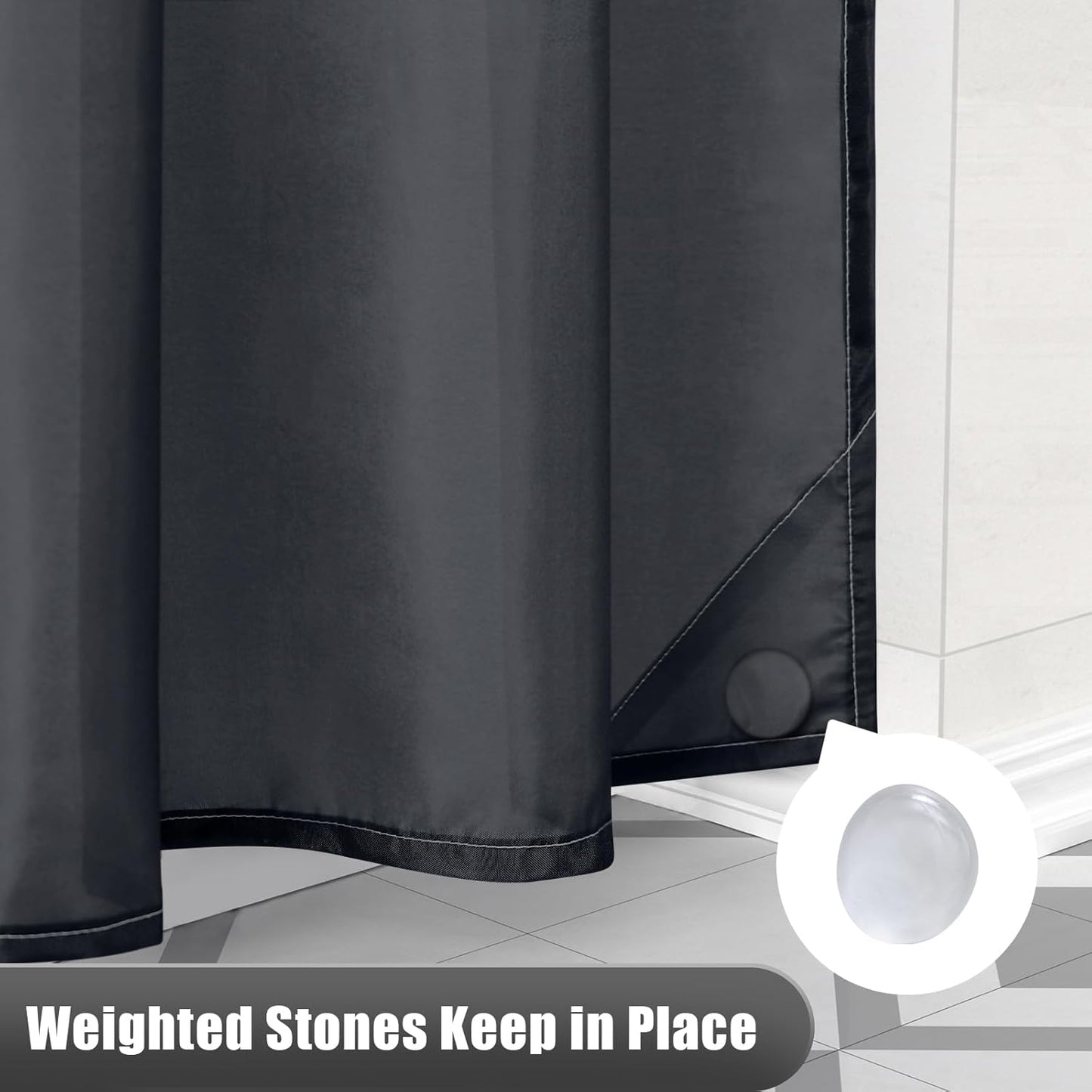 OLANLY Luxury Ombre Shower Curtain Set - Waterproof & Washable, Black/Grey | 72x72 Inches