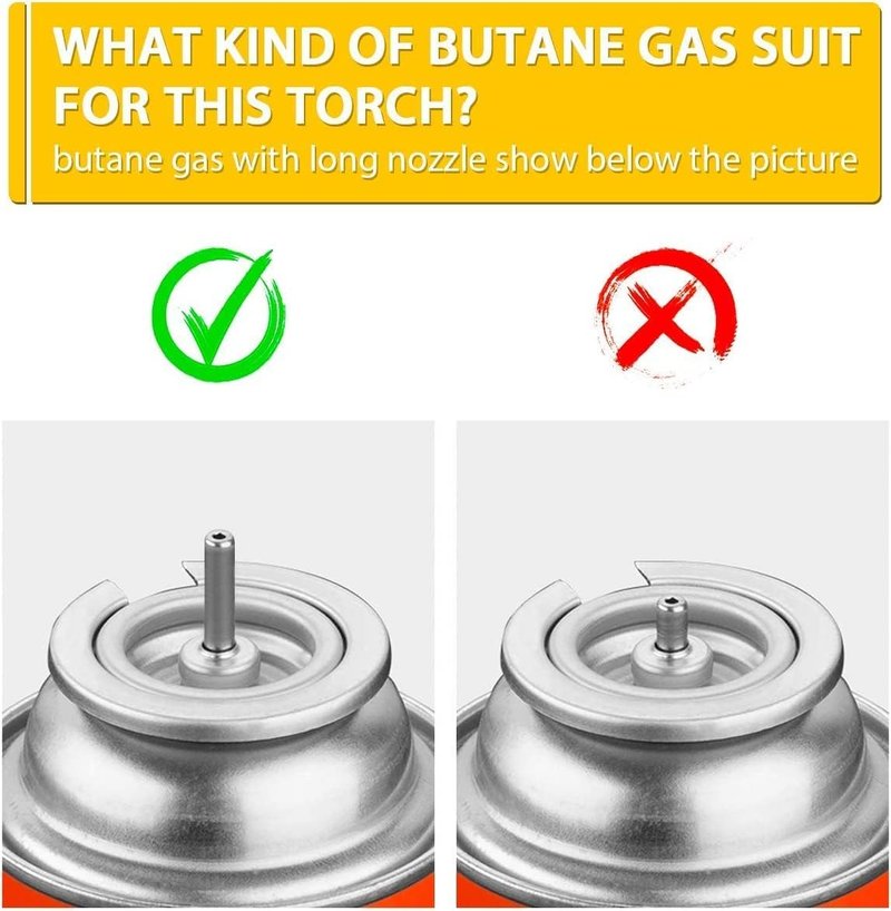 TBTeek Torch Lighter with Butane Included, T907 Butane Torch with 180ml Fuel Refill, Refiilable Kitchen Torch Lighter with Adjustable Flame for BBQ, Brulee Creme, Crafts and Soldering (1 Can)