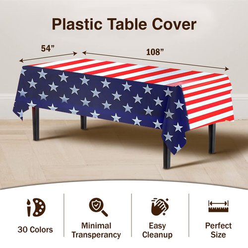 Exquisite 12-Pack Premium Plastic Tablecloth 54in. x 108in. Rectangle - Holiday Design