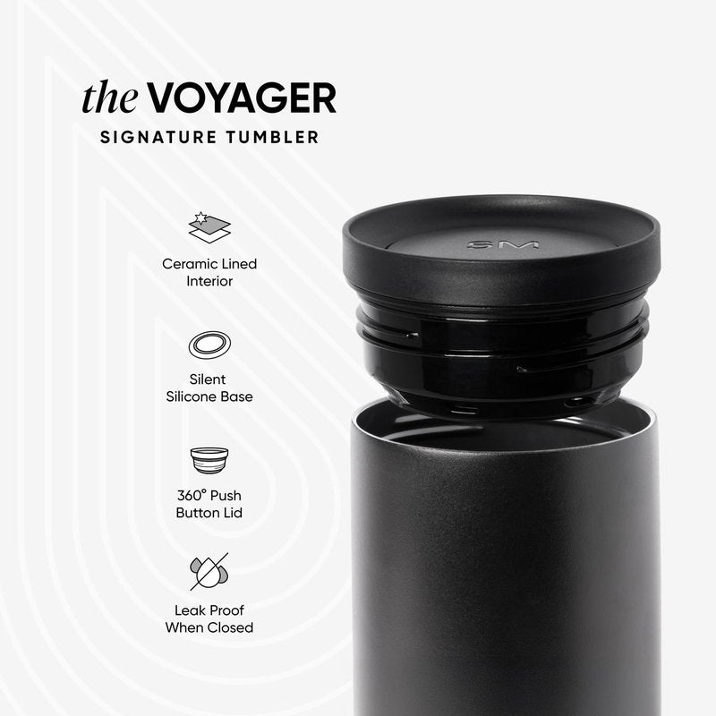Simple Modern Travel Coffee Mug Tumbler with 360° Lid | Ceramic-Lined Insulated Stainless Steel Cold Brew Iced Coffee Cup | Gifts for Women Men Her Him | Voyager Signature | 12oz | Blue Dune