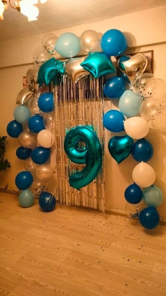 Teal Blue Number 9 Balloon - 40 Inch Giant Birthday Decoration for Girls | Perfect for 9th, 19th, and 29th Parties
