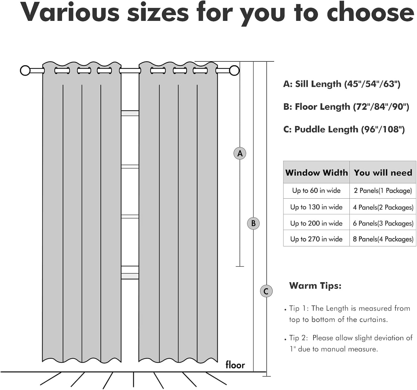 MIULEE Blackout Curtains - 100% Thermal Insulated Linen Texture Drapes | Grayish White, 52x96 Inch (2 Panels)