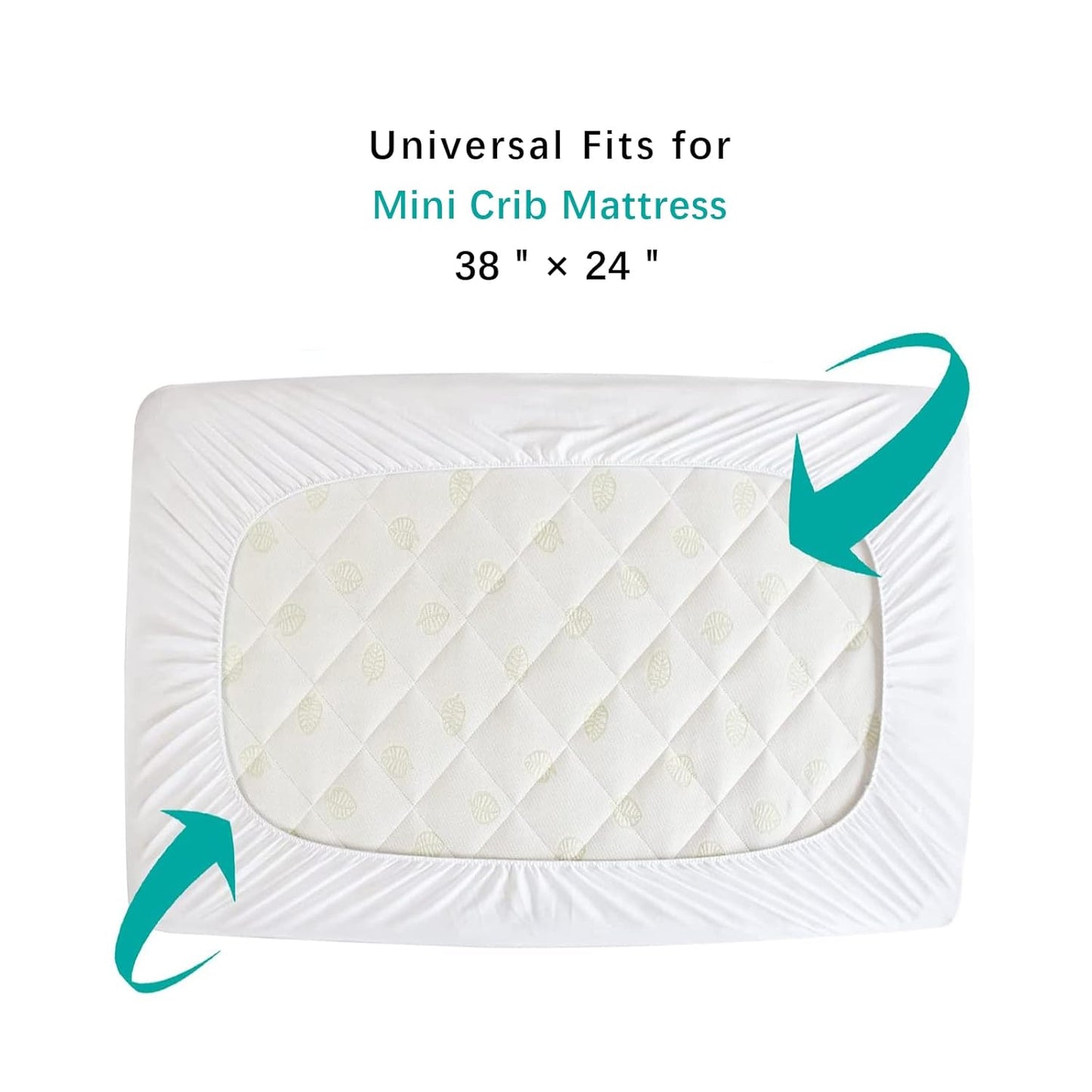 Skiennix Mini Crib Mattress Protector - Waterproof & Breathable Fitted Sheets | 38'' x 24'' - 2 Pack