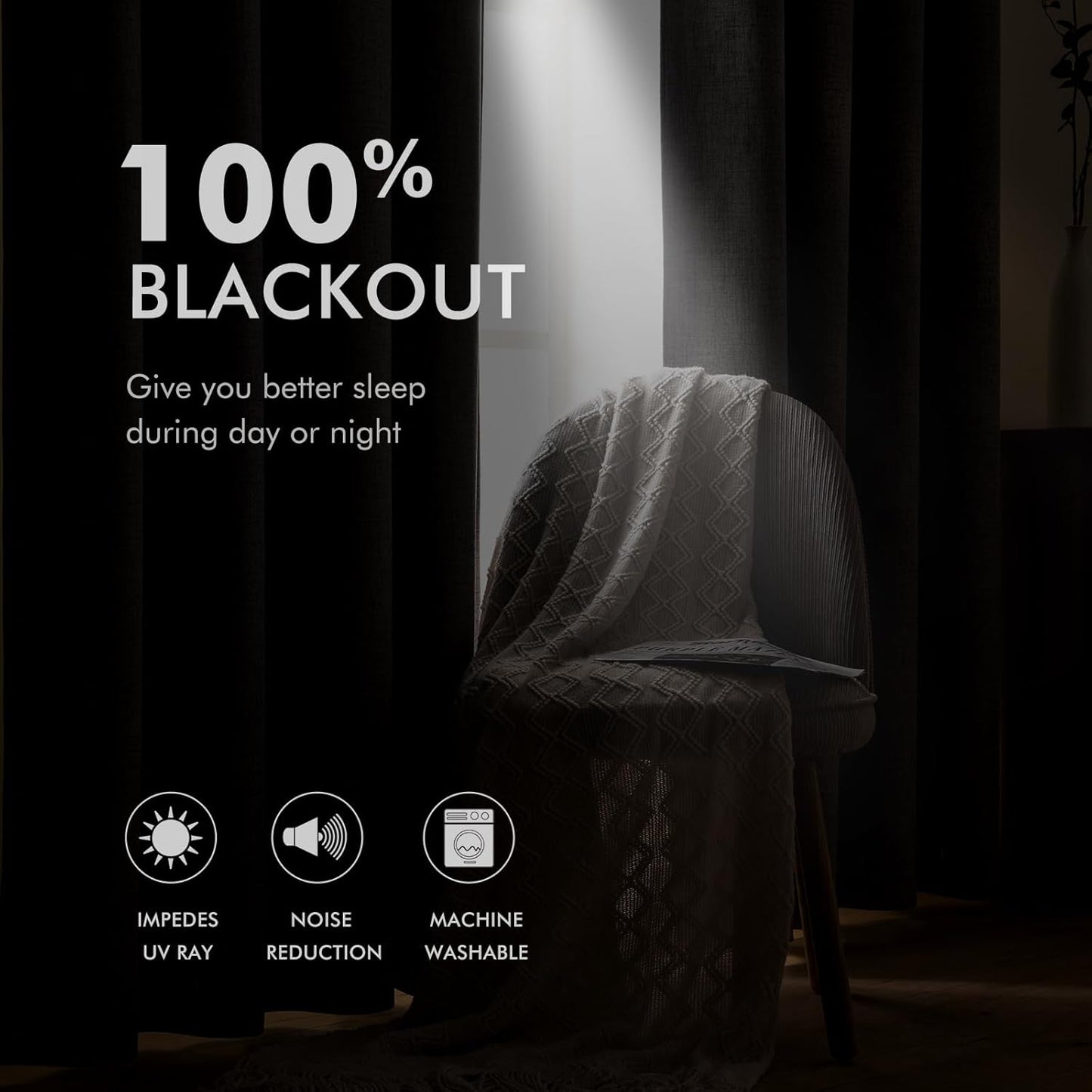 MIULEE Blackout Linen Curtains - Thermal Insulated Grommet Drapes in Burnt Orange | 52 x 90 Inch (2 Panels)
