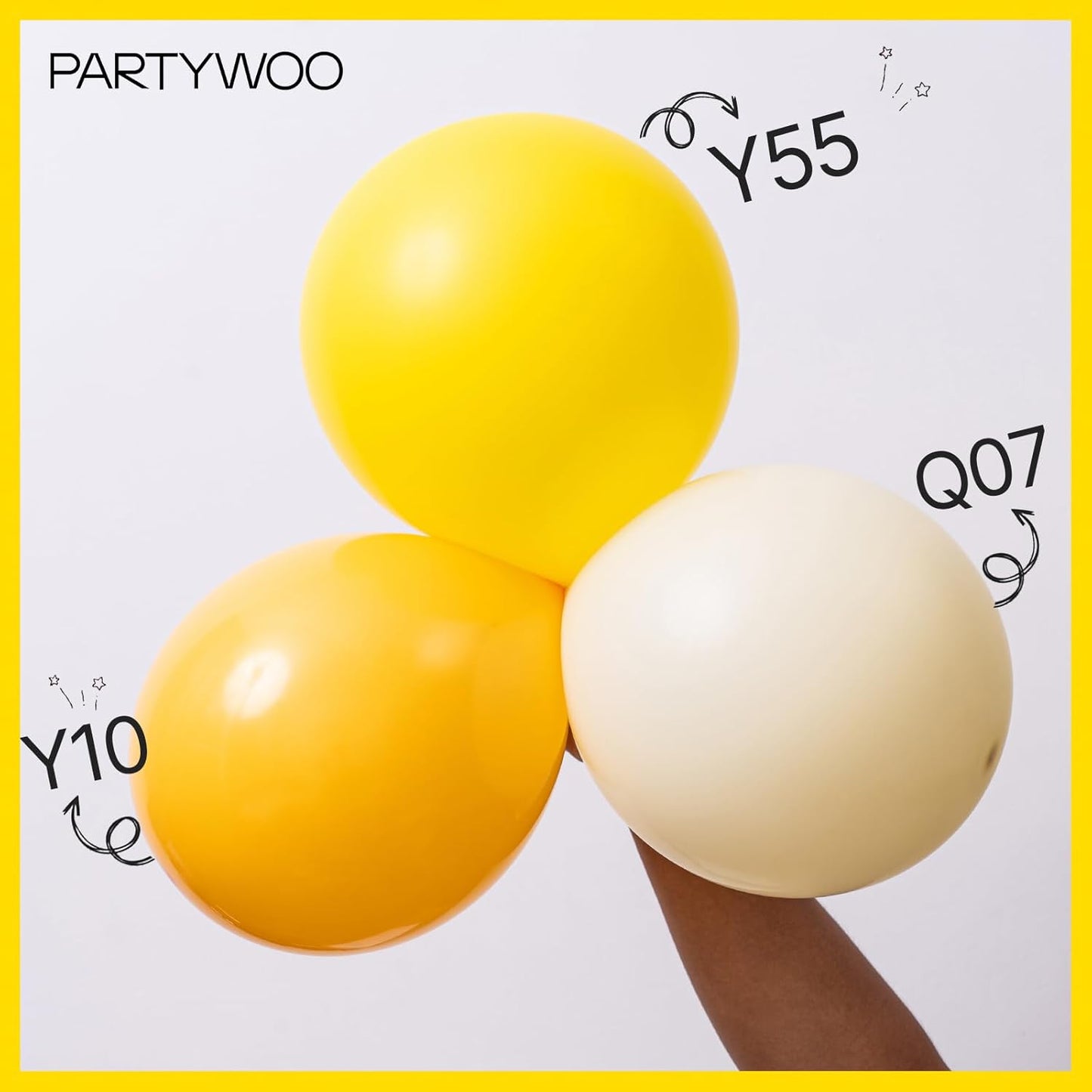 PartyWoo Yellow Balloons - 155-Piece Matte Latex Balloon Arch Kit for Easter & Birthday Celebrations | 5-18 Inch Sizes