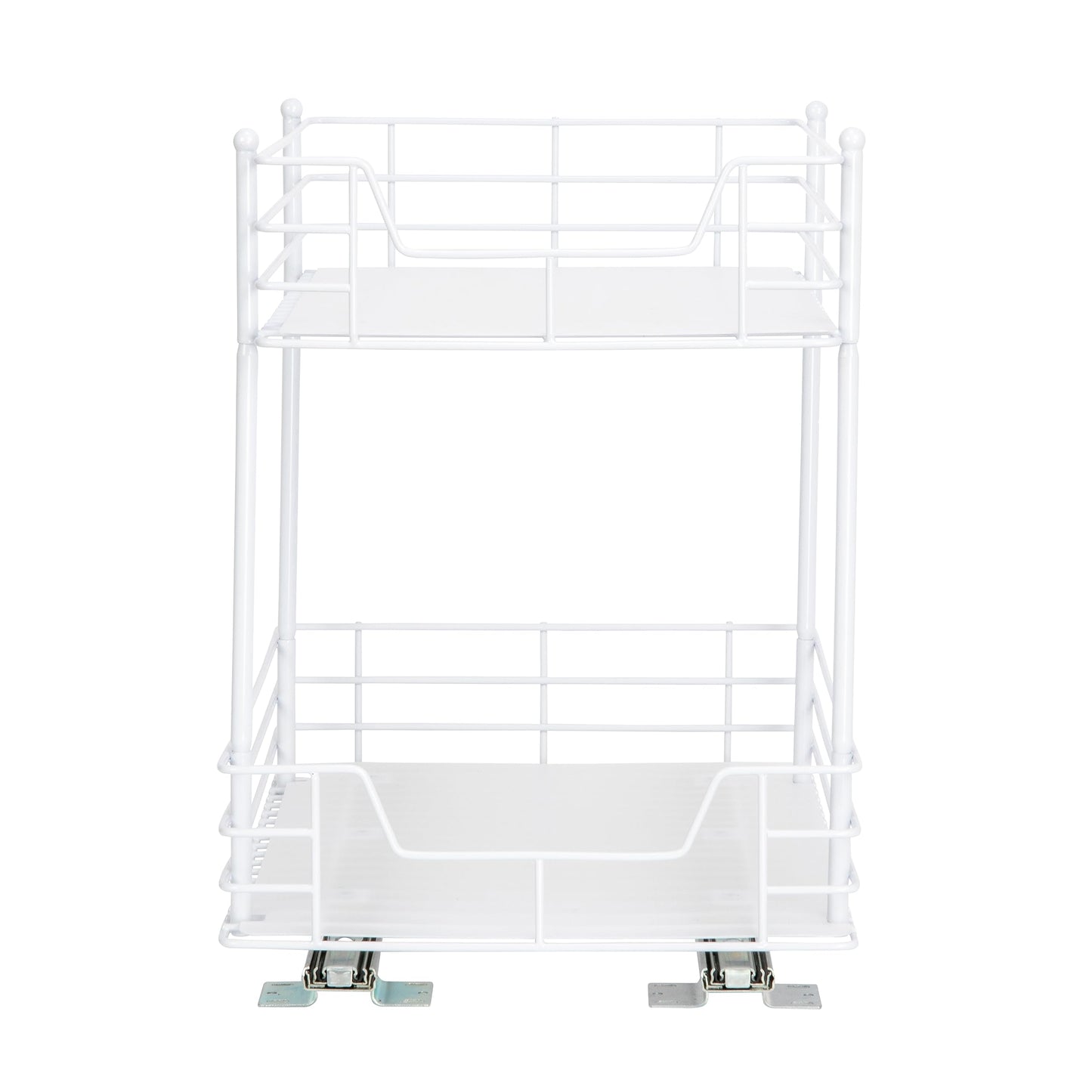 Household Essentials White Steel Two-Tier Pantry Organizer with Plastic Accents