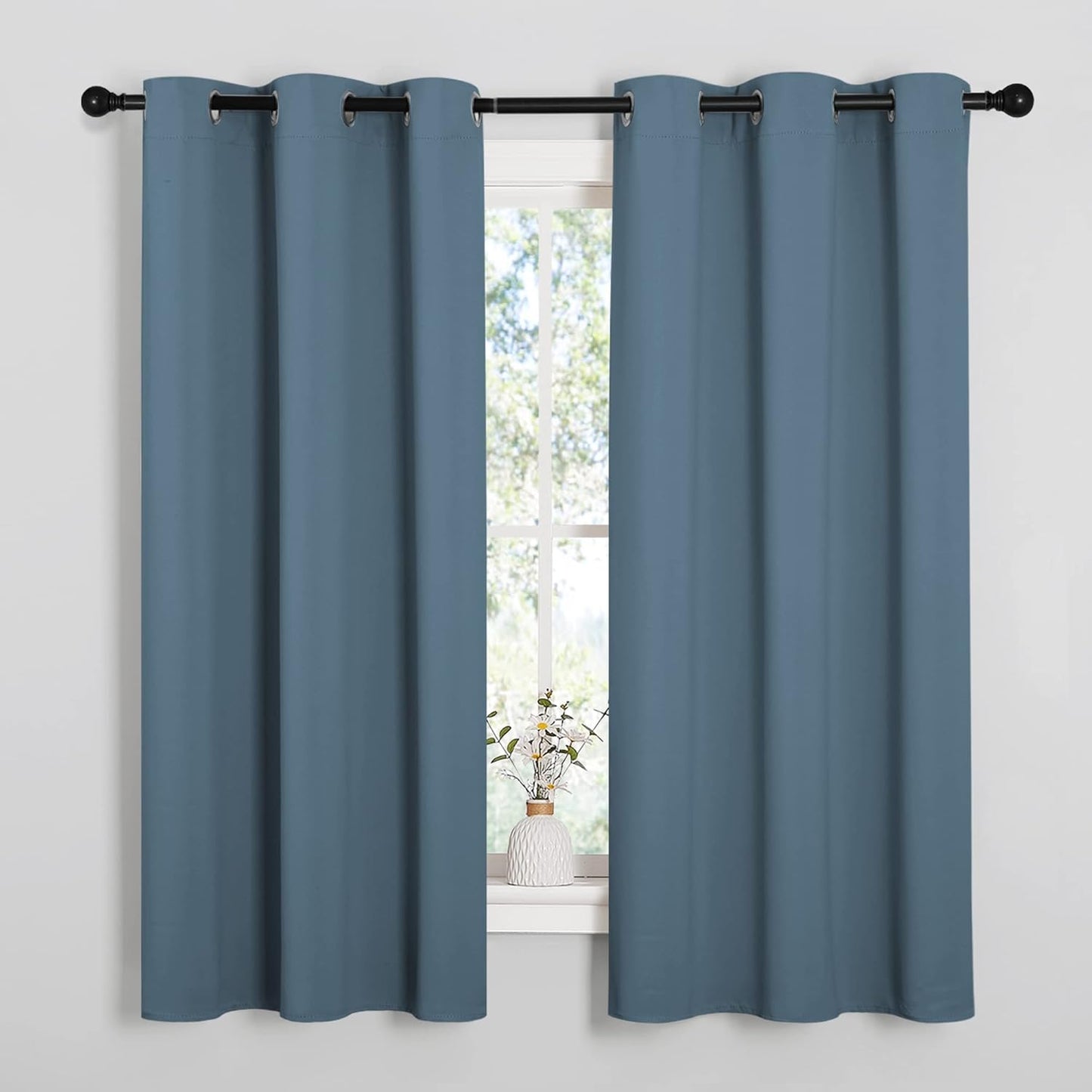 NICETOWN Smoky Blue Blackout Curtains - Thermal Insulated Drapes for Office | 68" Length, 42" Wide, 2 Panels