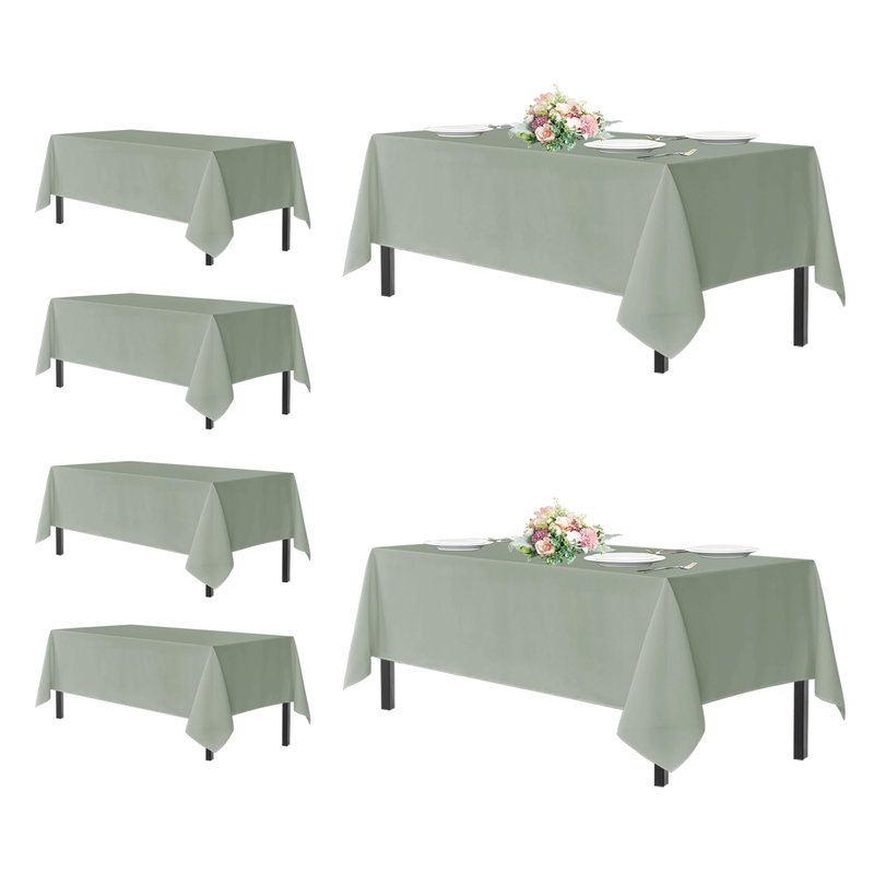 sancua Rectangle Tablecloths for 6 Foot Tables, 6 Pack - Washable Polyester Fabric Table Cloth for Wedding Party, Birthday, Banquet Reception, 54x108 Inch, Sage Green