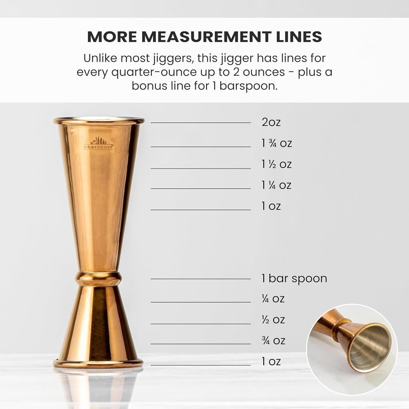 A Bar Above Premium Japanese Jigger, with 8 Measurements Inside, Professional and Heavy-Duty, 304 Stainless Steel Cocktail Double Jiggers, for Bartending, 1 Jigger, Black