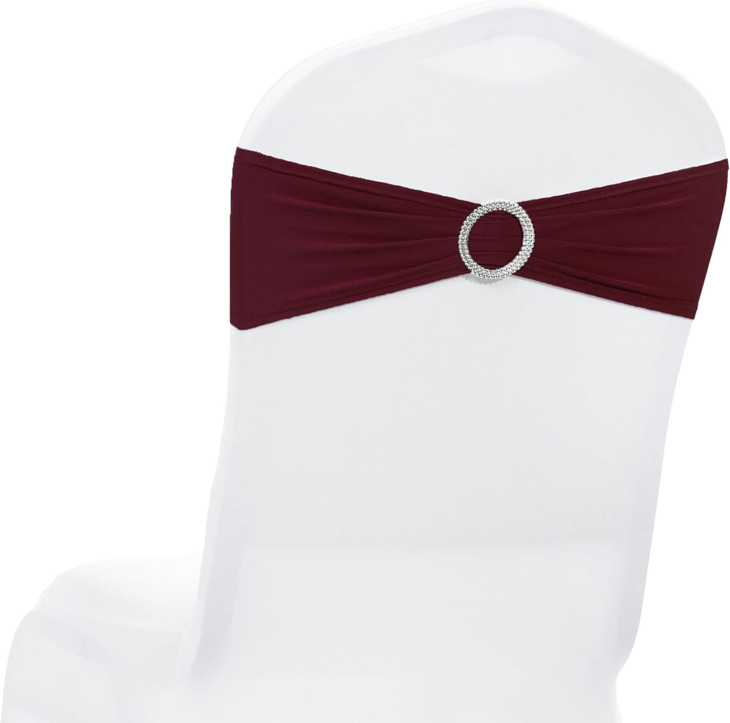 MDS Spandex Chair Sashes - Universal Fit Elastic Stretch Bow Ties with Buckle Slider | Burgundy, Pack of 125