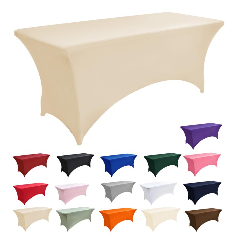 ZarzaaSik 2-Pack 8ft Spandex Table Covers for Rectangle Folding Tables - Washable Elastic Tablecloth - Ultimate Fitted Table Protector for Birthday Parties, Trade Shows, Banquet
