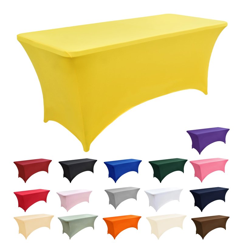 ZarzaaSik 10-Pack 8ft Spandex Table Covers for Rectangle Folding Tables - Washable Elastic Tablecloth - Ultimate Fitted Table Protector for Parties, Trade Shows, Banquet, and Wedding