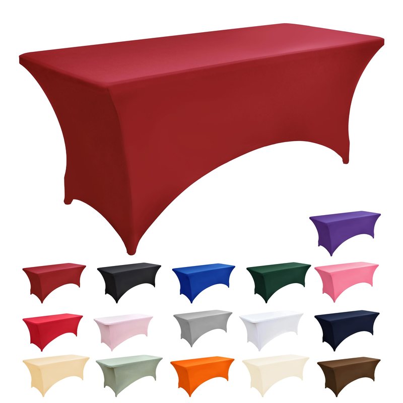 ZarzaaSik 2-Pack 6ft Spandex Table Covers for Rectangle Standard Folding Tables - Wrinkle Resistant Stretch Tablecloths - Ultimate Fitted Table Protector for Parties, Trade Shows, Banquet