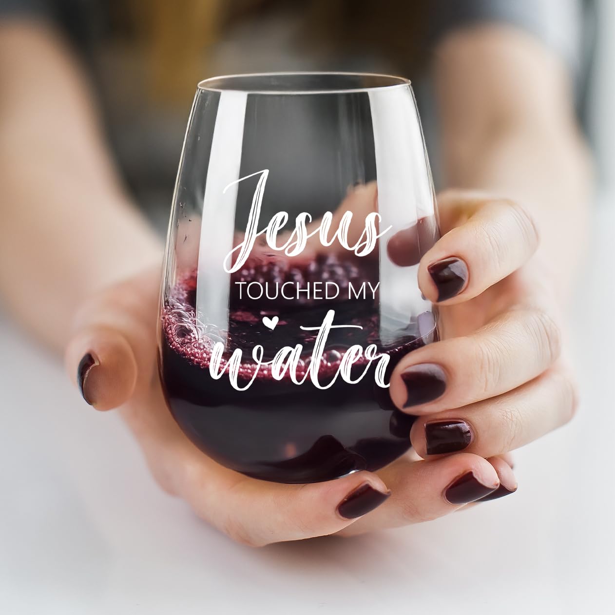 Socive Touched My Water Wine Glasses, Funny Inspirational Gift for Women Gifts for Birthday Mom Father's Day Friendship Retirement Gifts (Clear-My Water)