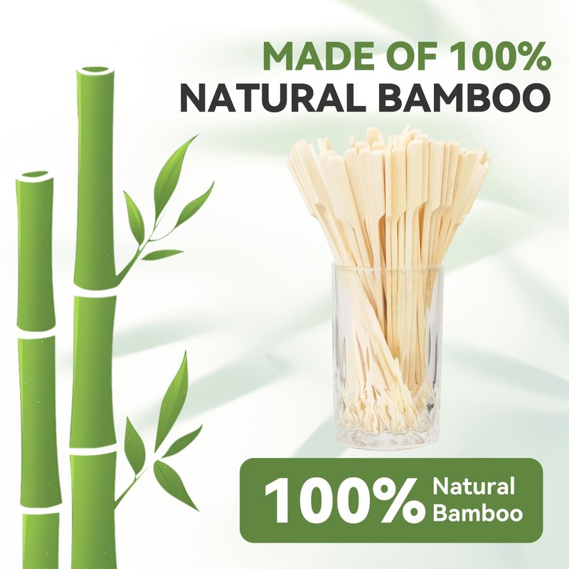 100PCS Cocktail Picks, Fancy Picks for Appetizers, Decorative Skewers for Appetizers Drinks Party Fruit, 7 Inch Long Wooden Bamboo Paddle Food Sticks Charcuterie Boards Accessories