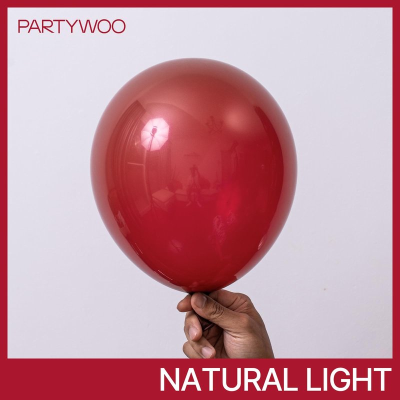 PartyWoo Burgundy Balloons 101pcs 12 Inch Dark Chestnut Red Maroon Helium Balloons for Graduation Wedding Thanksgiving Birthday Bachelorette Citizenship Strawberry Theme Party Decorations Red-Y62