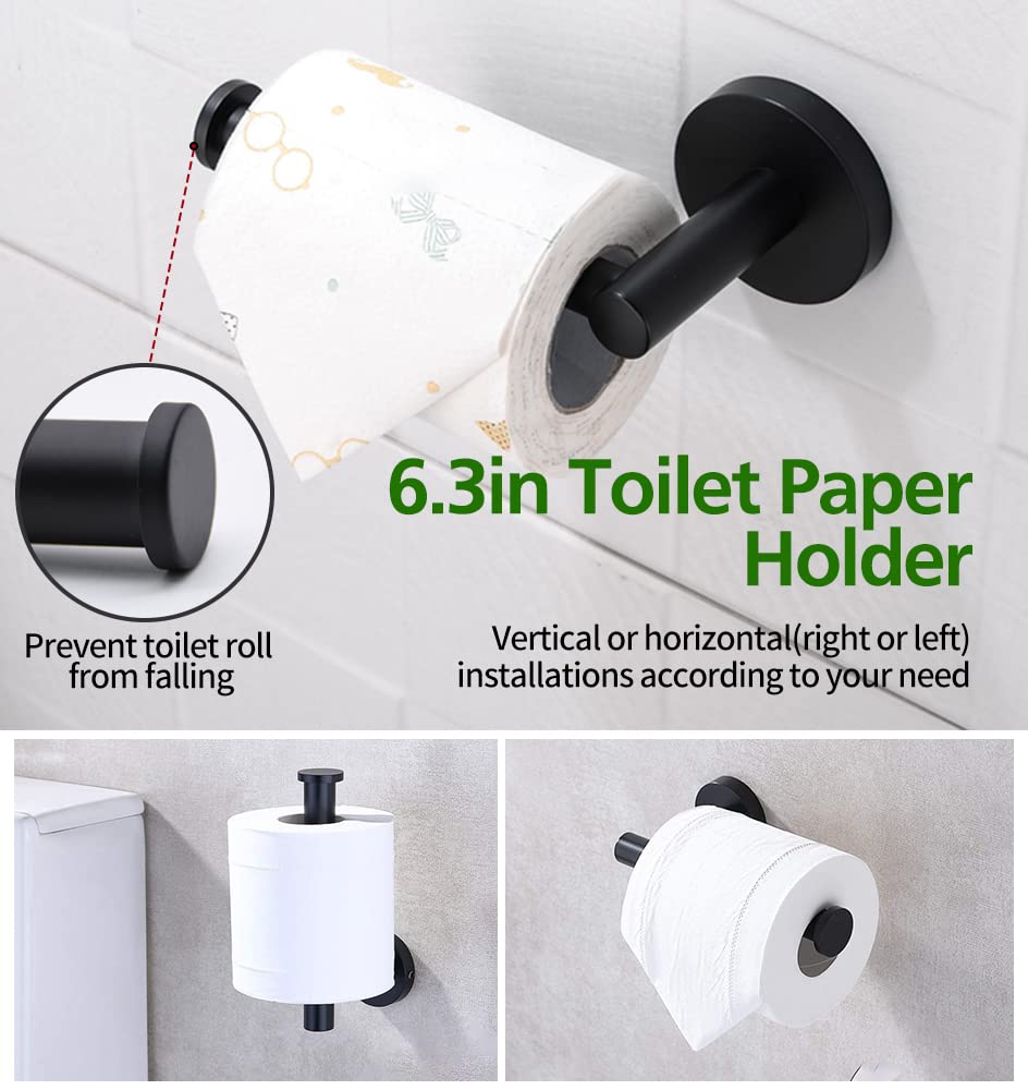 20pcs Bathroom Hardware Set, Matte Black Bathroom Hardware Set, Including 16" Hand Towel Bars, Toilet Paper Holders, Towel Rings, Robe Towel Hooks