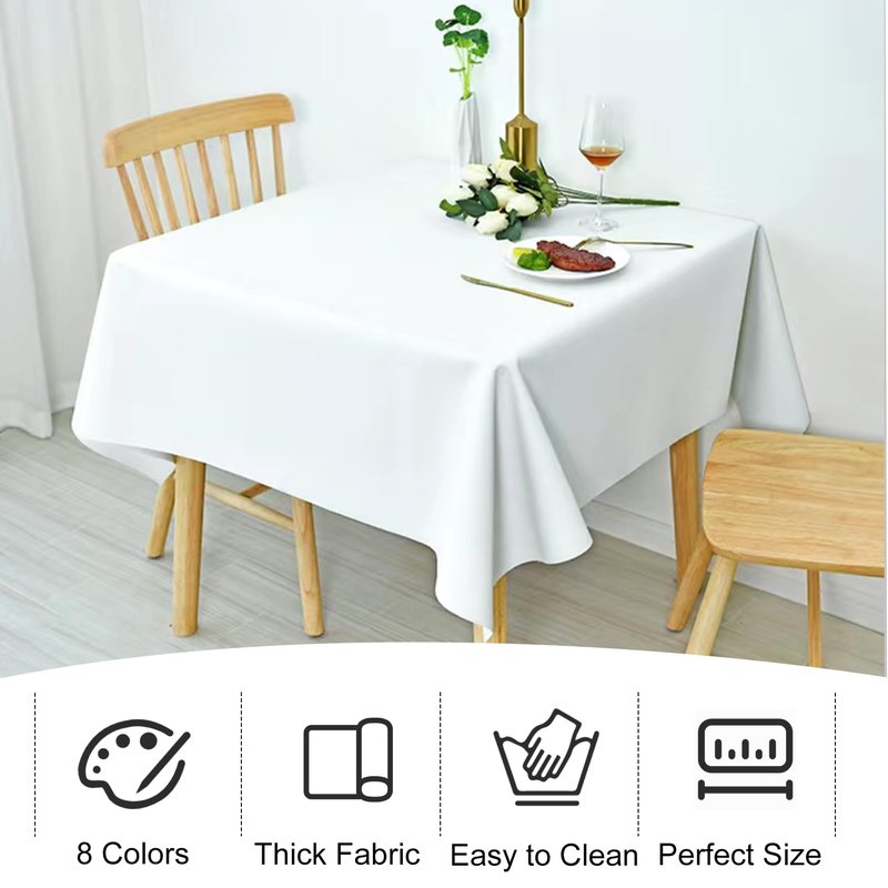 JALANCY 4 Pack Square Table Cloth 70x70 Inch White Tablecloth Machine Washable Fabric Polyester Table Cover for Dining, Buffet Parties, Picnic, Events, Weddings and Restaurants（White）