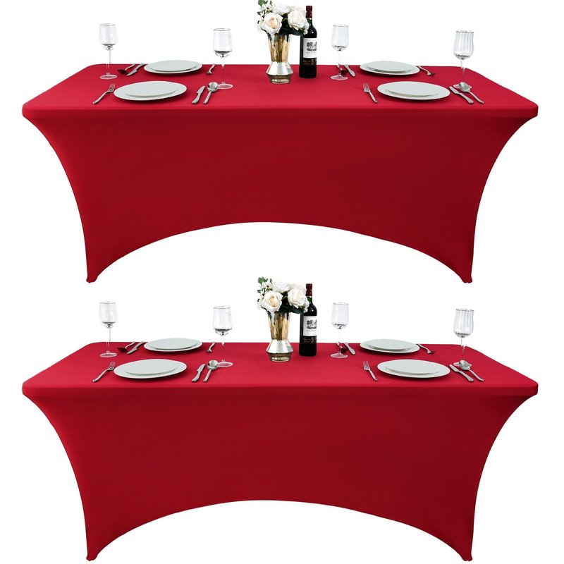 ZarzaaSik 2-Pack 6ft Spandex Table Covers for Rectangle Standard Folding Tables - Wrinkle Resistant Stretch Tablecloths - Ultimate Fitted Table Protector for Parties, Trade Shows, Banquet
