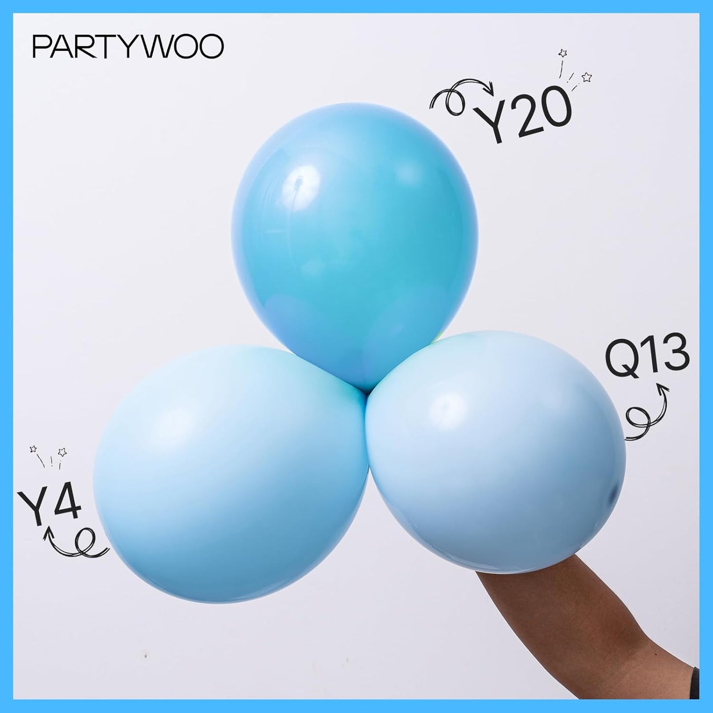 PartyWoo Baby Blue Balloons - 100pcs in 5-18 Inch Sizes | Perfect for Graduation & Baby Showers