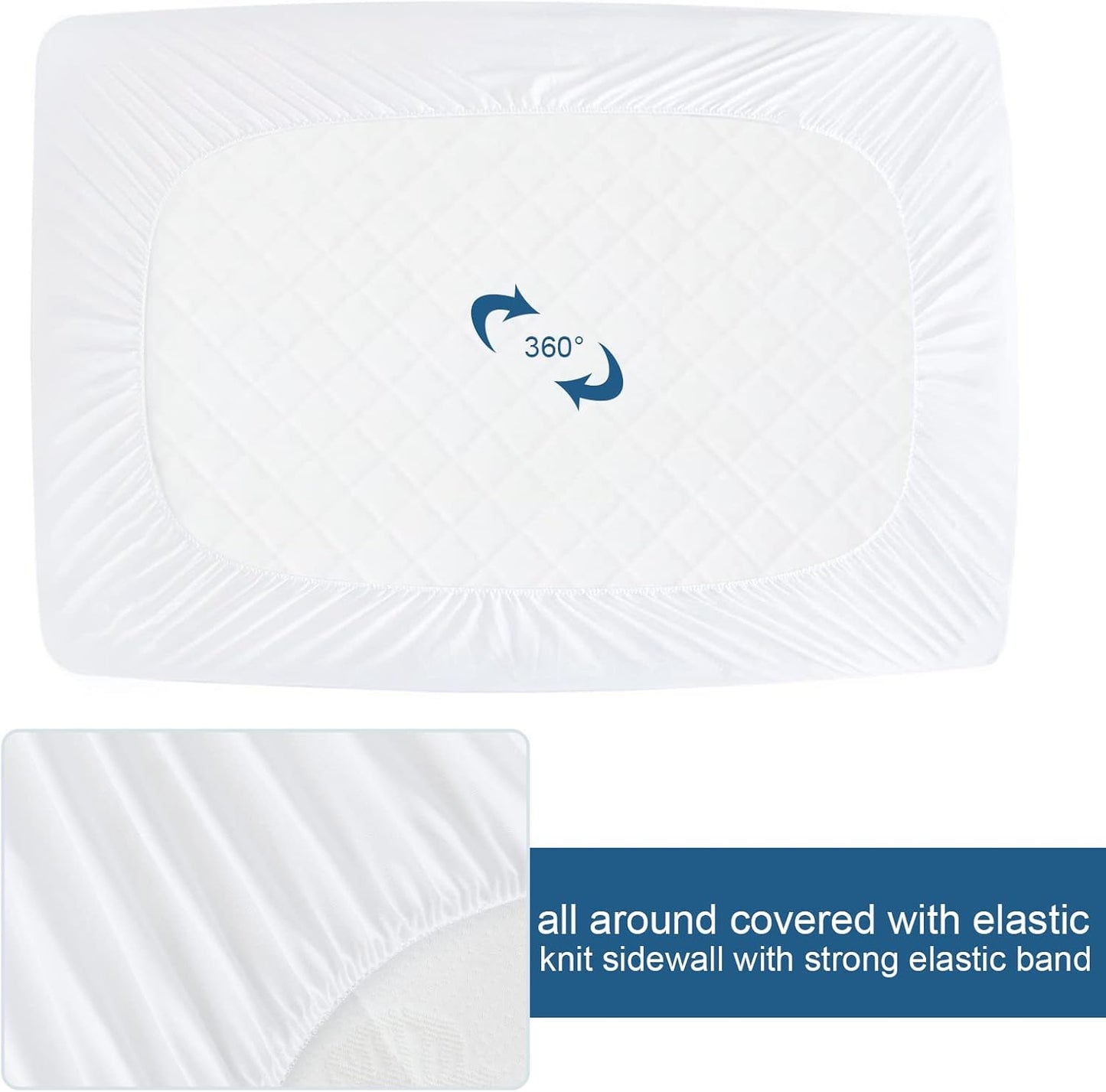 Skiennix Waterproof Mattress Protector - Breathable & Noiseless Full Size Cover | 2 Pack, Fits Up to 14''