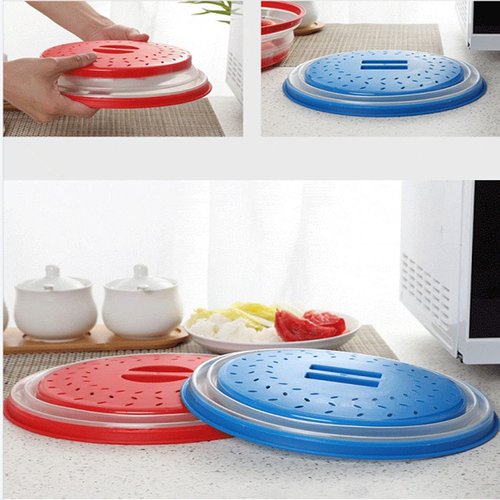 Collapsible Microwave Splatter Cover, 10.5 Inch, Dishwasher-safe, Microwave Plate Cover With Steam Vent，BPA-Free Silicone & Plastic(black)