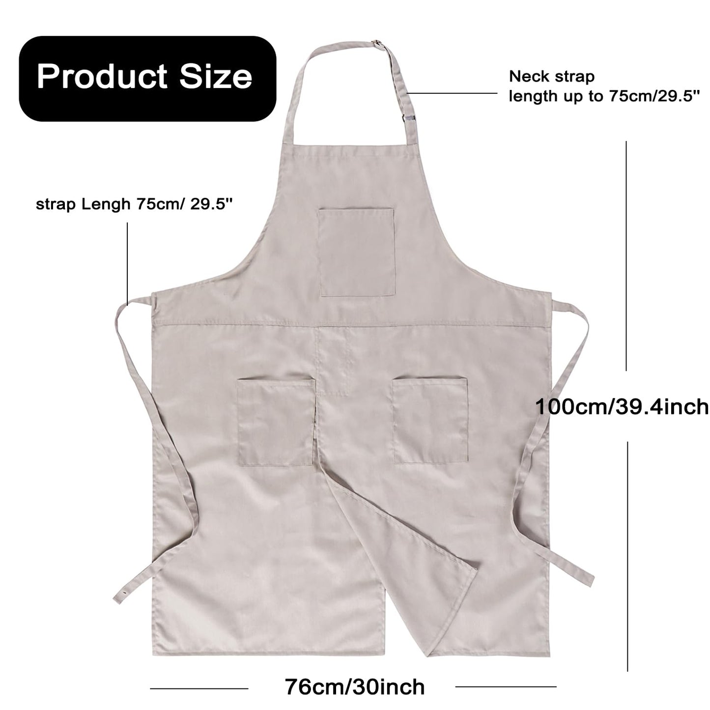 MIKI WELL Pottery Split-Leg Make Ceramic Apron, Long Split-Leg Artist Painting Apron with 3 Pockets for Men and Women (Khaki)