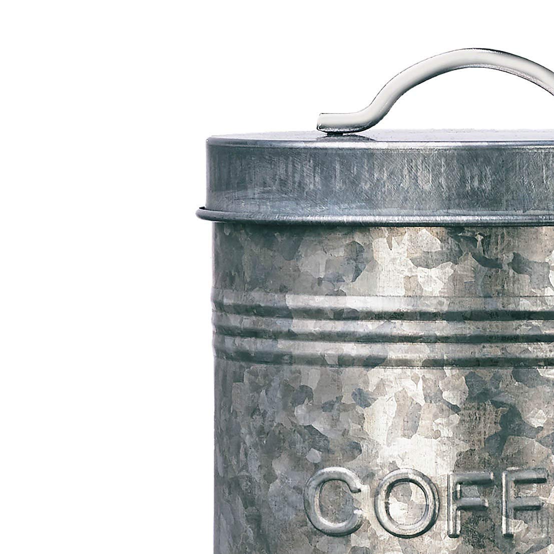 Amici Home Rustic Kitchen Coffee Metal Canister | Galvanized Metal Storage Container with Handle | 76 Ounce Capacity | Coffee Canister with Lid for Kitchen Countertop