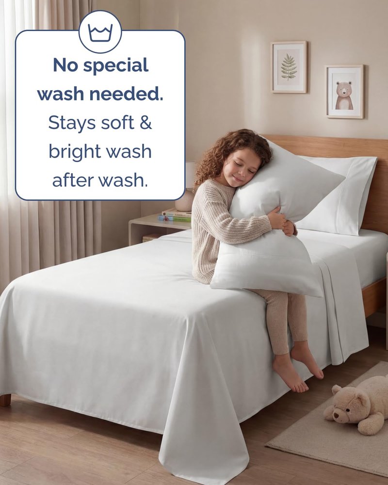 Twin 4 Piece Sheet Set - Comfy Breathable & Cooling - Ultra Soft Hotel Luxury Bedding Set w/ 8-16 Inch Deep Pockets - 1 Flat & 1 Fitted Sheet & 2 Pillowcases - Wrinkle Free & Easy Care - Antique White