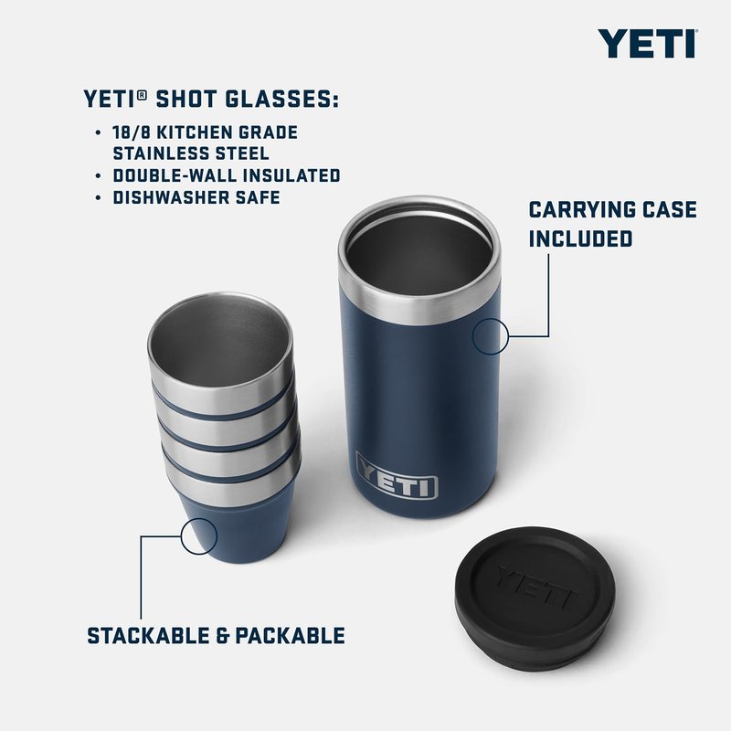 YETI Shot Glasses with Carrying Case, Set of 4, Navy