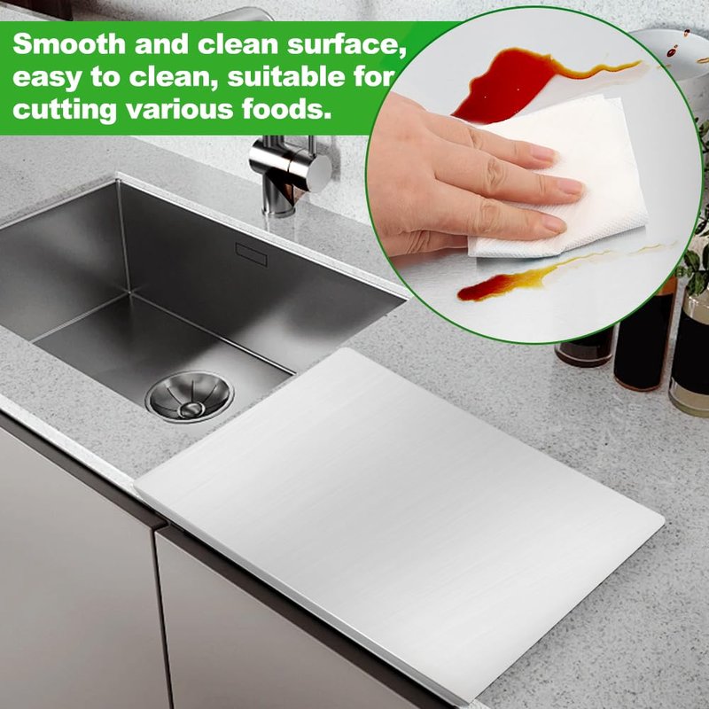 Stainless Steel Cutting Boards with Lip for Kitchen, Metal Cutting Board over Sink Large Cuttig Board, Baking-Cutting-Chopping-Board Suitable for Meat, Fruits, Vegetables, Bread, Noodle, and Pizza