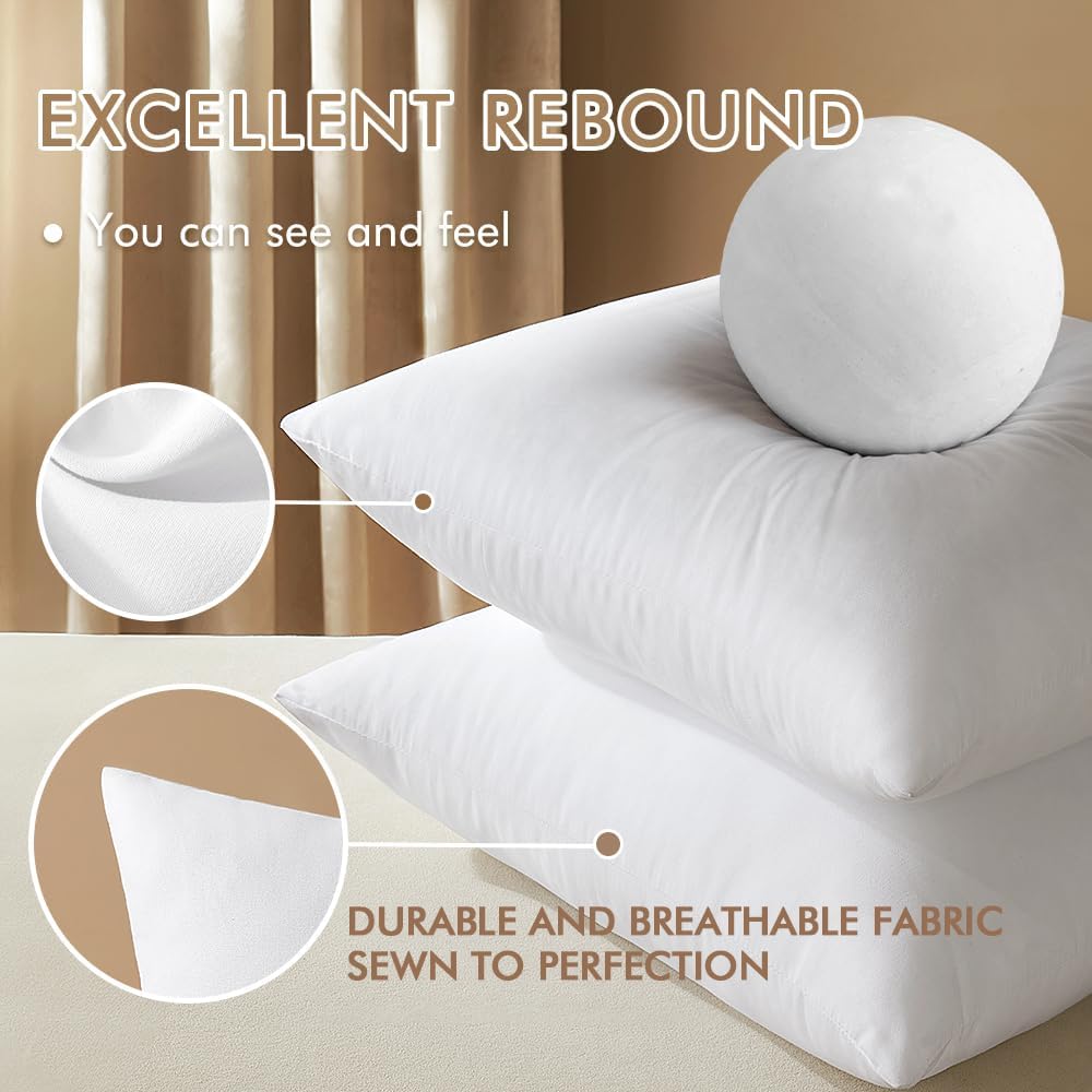 MIULEE Pillow Inserts - 20x20 Inches Decorative Throw Pillows for Couch | Pack of 2
