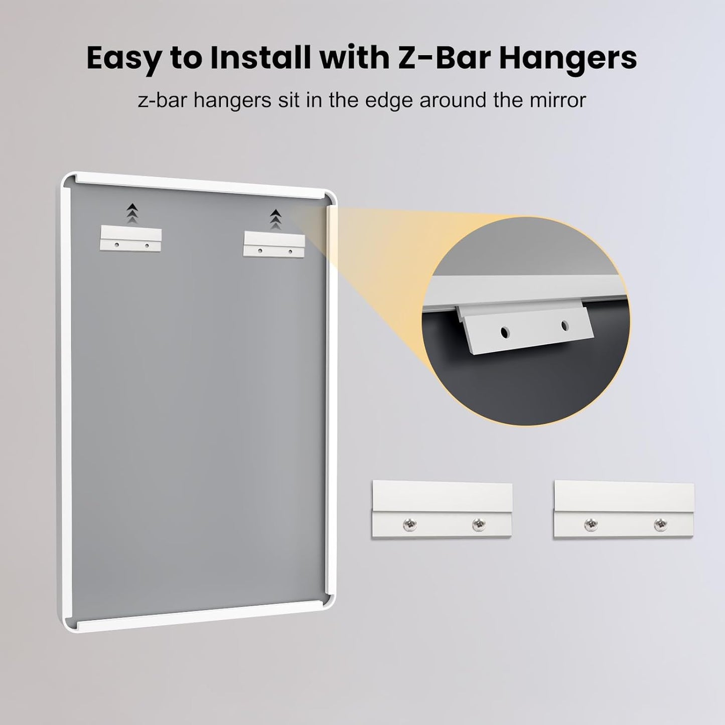 LOAAO Bathroom Mirror - 48x30 Inch White Metal Framed Rounded Rectangle | Anti-Rust Tempered Glass