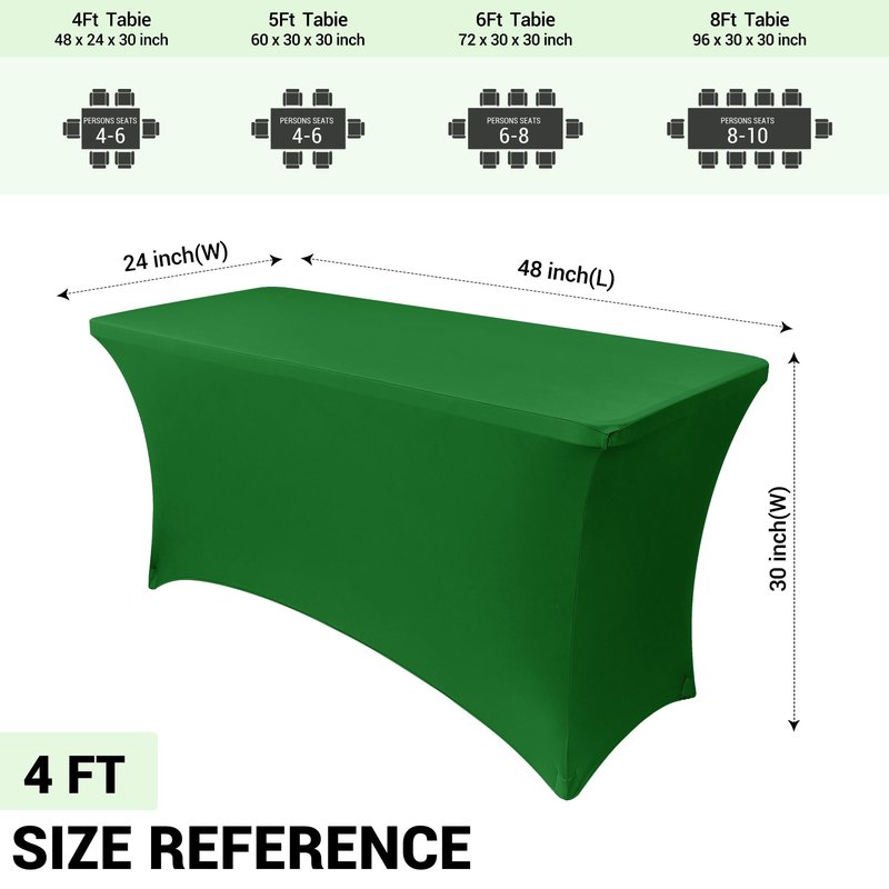 Obstal 5ft Stretch Spandex Table Cover for Standard Folding Tables - Universal Rectangular Fitted Tablecloth Protector for Wedding, Banquet and Party
