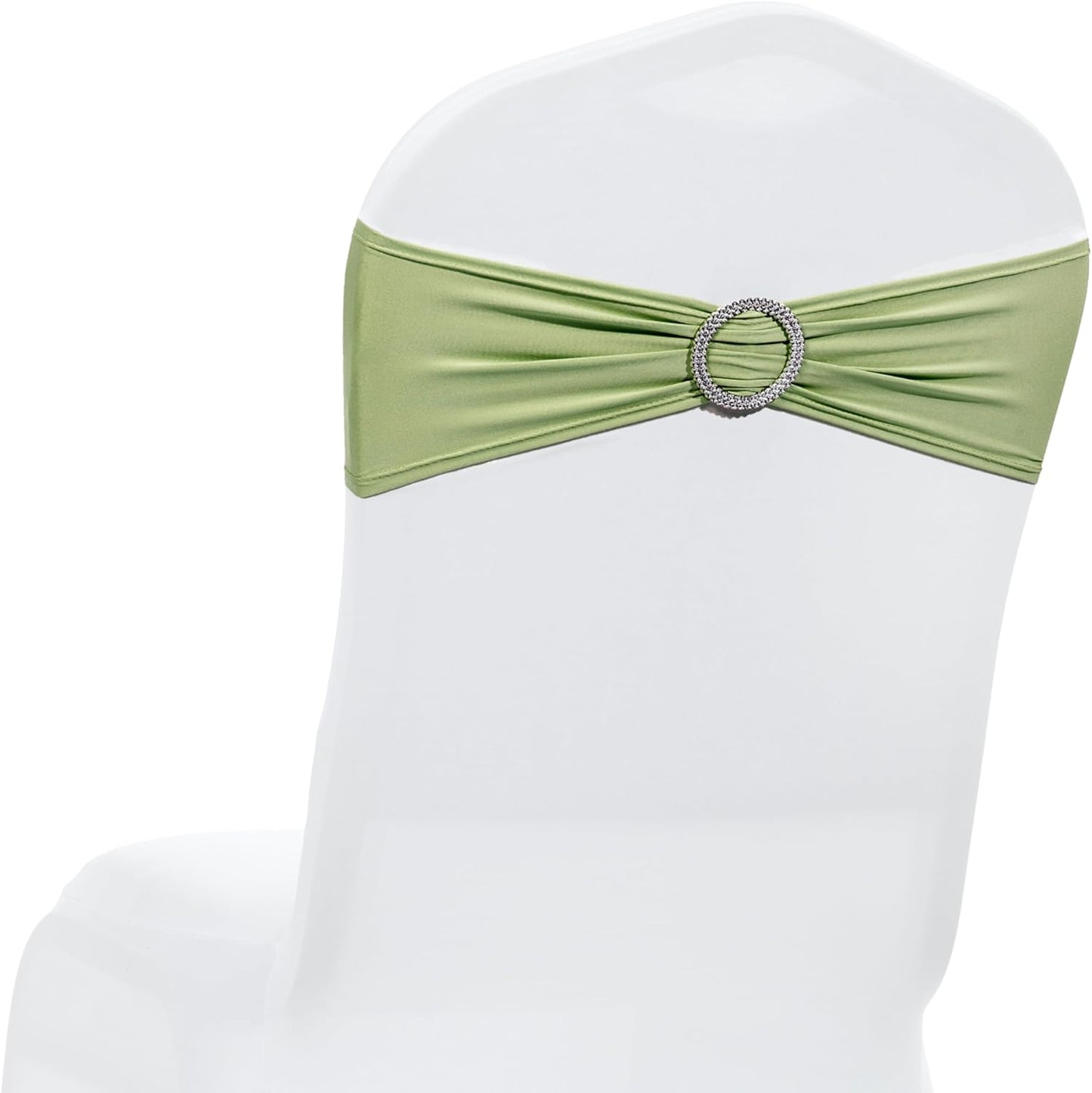MDS Spandex Chair Sashes - Universal Fit Elastic Stretch Ties with Buckle for Events | Sage Green - Pack of 150