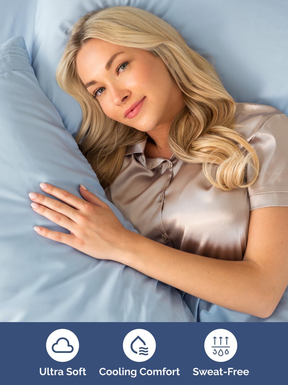 Skiennix Extra Deep Twin Sheet Set - 4 Piece Cooling Bedding - Soft, Wrinkle-Free Sky Blue