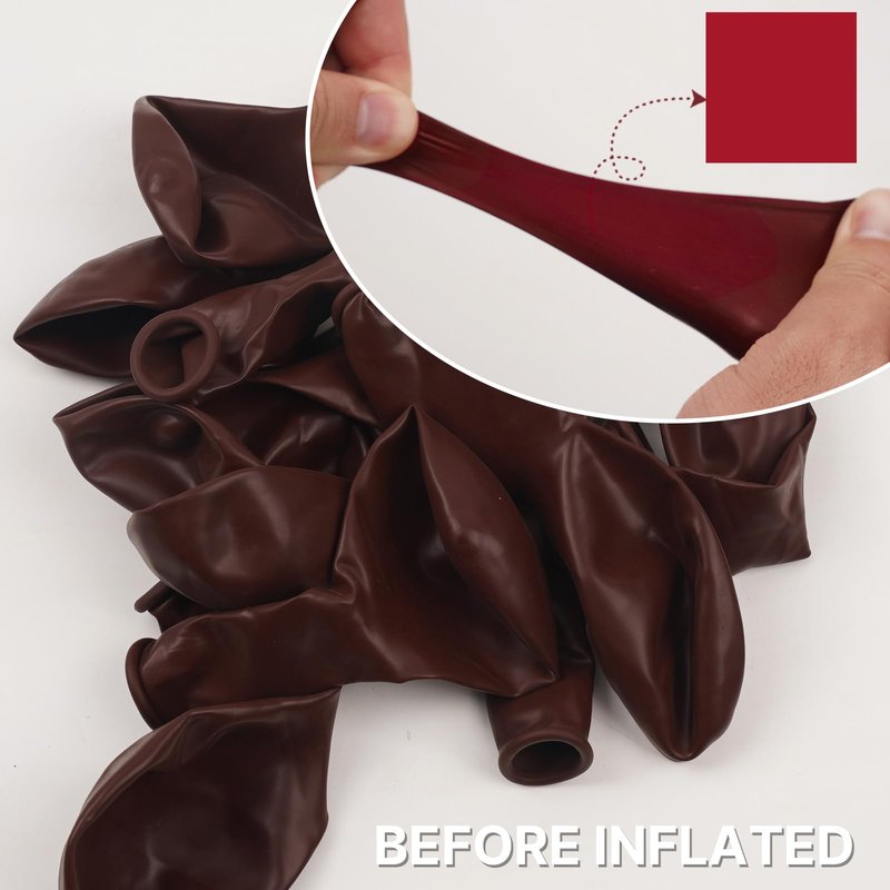 PartyWoo Burgundy Balloons 101pcs 12 Inch Dark Chestnut Red Maroon Helium Balloons for Graduation Wedding Thanksgiving Birthday Bachelorette Citizenship Strawberry Theme Party Decorations Red-Y62