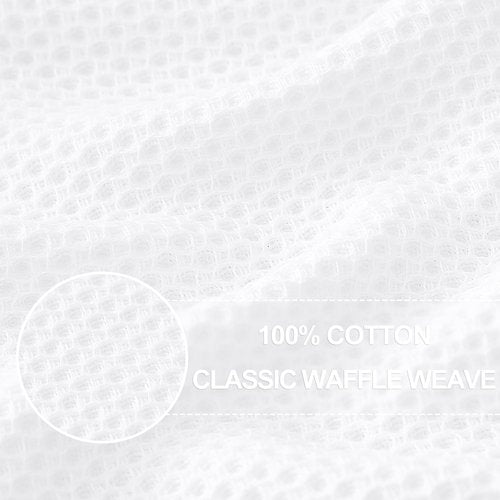 Homaxy 100% Cotton Waffle Weave Kitchen Dish Towels, Ultra Soft Absorbent Quick Drying Cleaning Towel, 13 x 28 Inches, 12-Pack, White