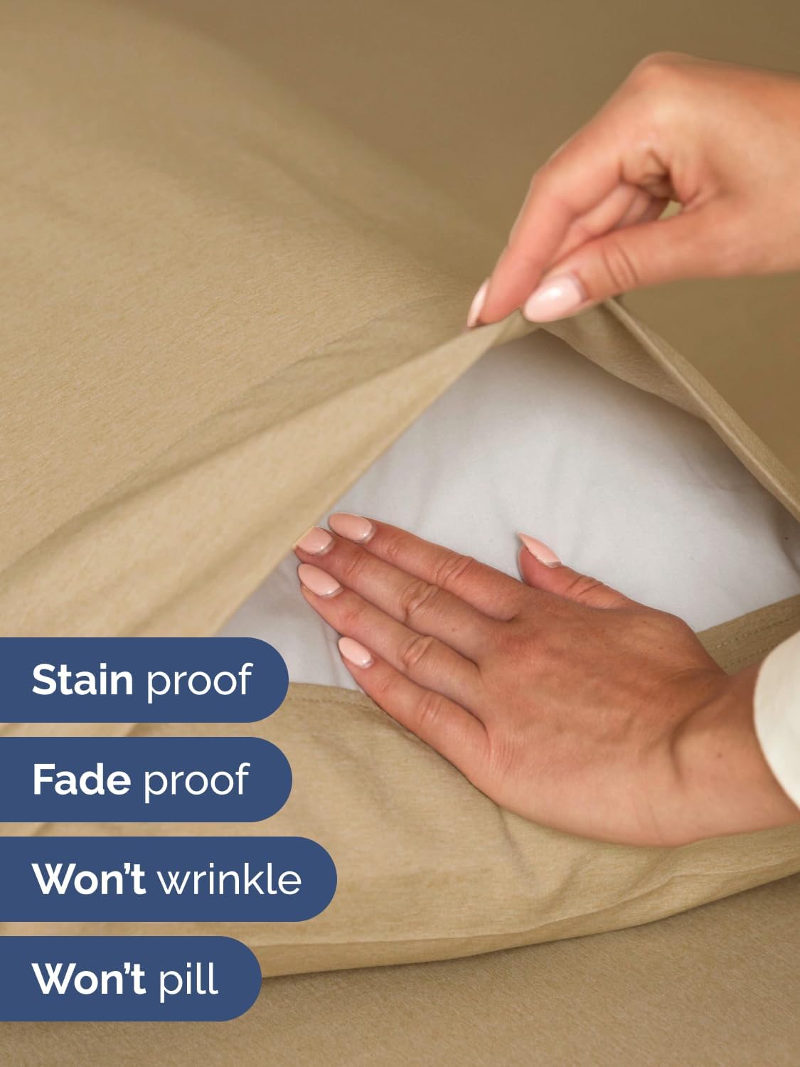 Skiennix Extra Deep King Sheet Set | 6-Piece Breathable Cooling Bedding - Soft, Wrinkle-Free, Heathered Tan