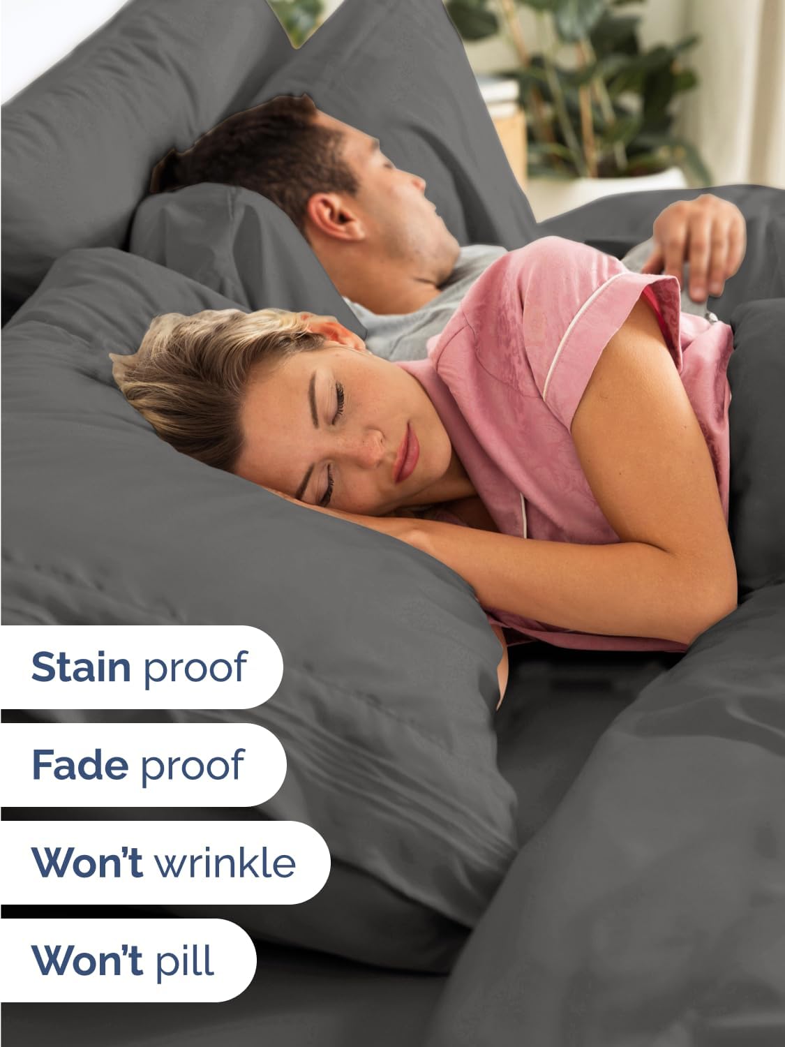 Skiennix Extra Deep Full Sheet Set - 6 Piece Breathable Cooling Sheets - Hotel Luxury Bedding - Charcoal Color