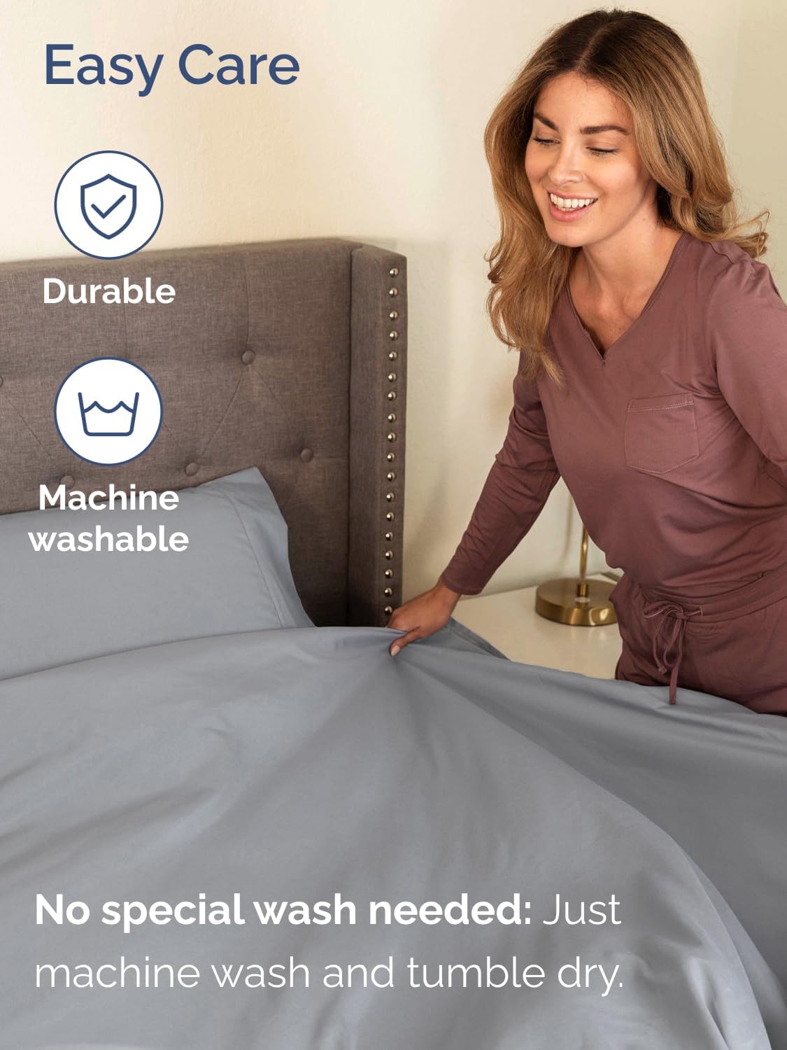 Regine Switzerland Extra Deep Queen Sheet Set - 6-Piece Breathable Cooling Bedding - Soft, Wrinkle-Free Steel Blue