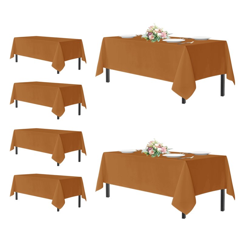 sancua Thanksgiving Tablecloths for 8 Foot Rectangle Tables, 6 Pack Light Brown - Washable Polyester Fabric Fall Table Cloth for Harvest Party, Birthday, Banquet Reception, 60x120 Inch Bronze