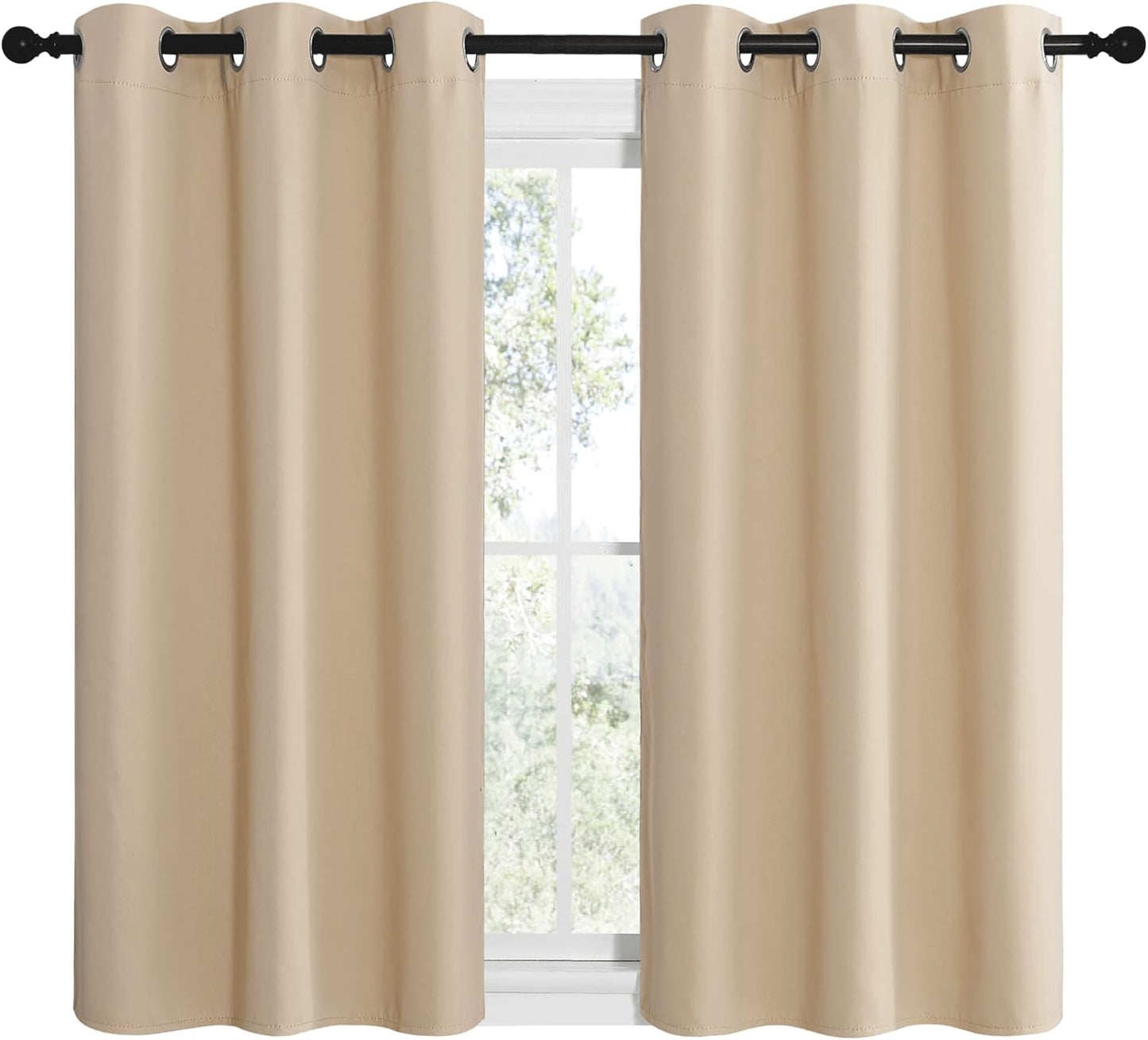 NICETOWN Room Darkening Curtains - Thermal Insulated Grommet Draperies for Bedroom | Biscotti Beige, 2 Panels (W42 x L48)