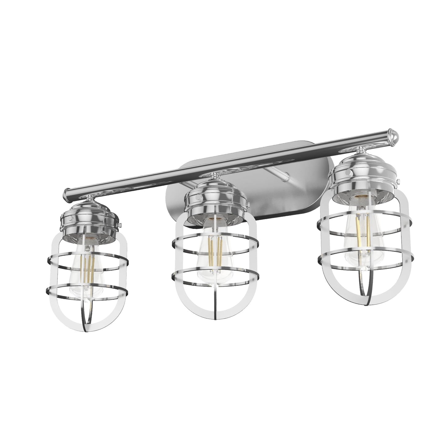 Hunter - Starklake 3-light Chrome, Medium Size Vanity Light, Dimmable, for Bedrooms, Kitchens, Foyers, Bathrooms - 19051