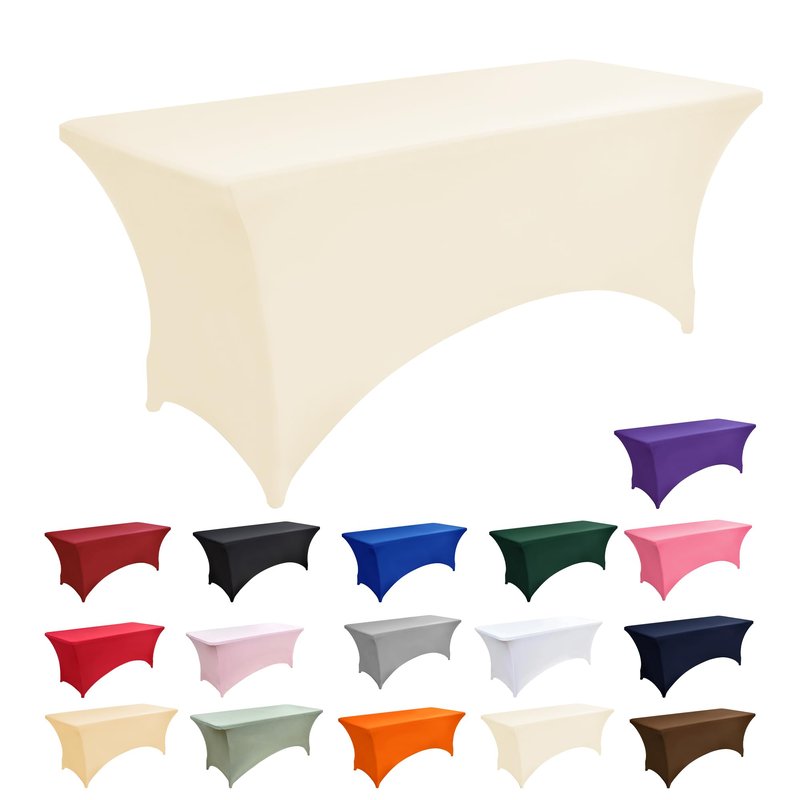 ZarzaaSik 6-Pack 6ft Spandex Table Covers for Rectangle Standard Folding Tables - Wrinkle Resistant Stretch Tablecloths - Ultimate Fitted Table Protector for Parties, Trade Shows, Wedding