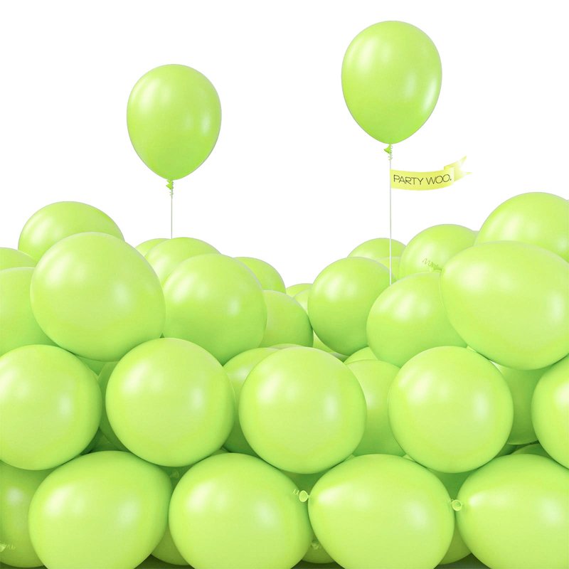 PartyWoo Lime Green Balloons 100pcs 5 Inch Light Green Latex Helium Balloons for Graduation Wedding Baby Shower Anniversary Birthday Dinosaur Jungle Golf Football Theme Party Decorations Green-Y6